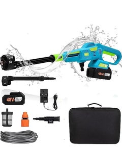 اشتري 6 in 1 Cordless Pressure Washer, Portable Car Wash Machine,Electric Car Pressure Washer with 2.6MPa Car Wash Gun and Foam Generator Nozzle for Car Washing and Patio Cleaning (Style 1- Blue) في الامارات