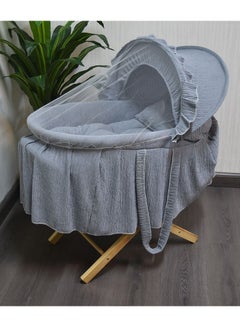 Buy Moses basket with foldable wooden stand in Saudi Arabia