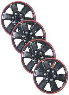 Buy EMTC Taiwan Wheel Cover Pack of 4 | 14" Inch | EM-3143 Black Red Q Universal Nested Style in UAE