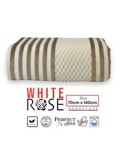 Buy Soft And Absorbent Single Pcs Bath Towel 550GSM - Bathroom Towel Waffle Collection (70x140cm) Beige in Saudi Arabia