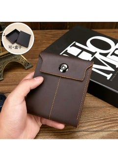 Buy Men's Genuine Leather Card Holder Wallet Crazy Horse Leather Driver's License Holder Retro Brown Simple Explosions in Saudi Arabia