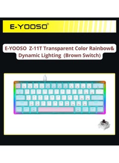 اشتري E-Yooso Z-11T 61-key Full Transparent Color Rainbow&Dynamic Lighting Effects Gaming Mechanical Keyboard (Brown Switch) في الامارات