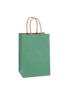 اشتري Kraft Paper Bags 100Pcs 5.25X3X8 Inches Small Paper Gift Bags With Handles Bulk Paper Shopping Bags Kraft Bags Party Bags Gift Bags (Green) في الامارات