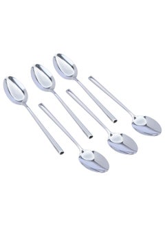 Buy Sola Plain Eating Spoons Set Silver Steel 6 Pieces in Saudi Arabia