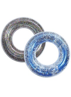 Buy Inflatable Pool Float Tube, 31" Inflatable Swimming Ring with Colorful Sparkling Glitters for The Beach Outdoor Party Supplies 2 Pack in UAE