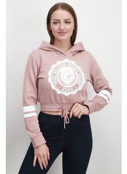 اشتري Women Hooded Neck Graphic Sweatshirt, Wood Rose في السعودية