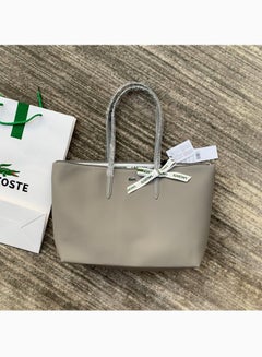 Buy Lacoste Women's Concept Fashion Versatile Large Capacity Zipper Handbag Tote Bag Shoulder Bag Large Size Linen grey in Saudi Arabia