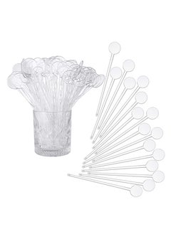 اشتري SYOSI Disposable Cocktail Swizzle Sticks, Clear Plastic Stirrers with Disc Top 7 Inches Drinks Mixing Rod for Coffee Cocktail Beverage (50Pcs) في السعودية