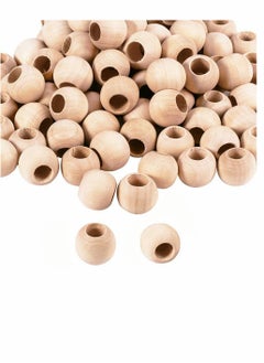 اشتري 120 Pack Round Wooden Beads Set for DIY Crafts Handmade Decorations Jewelry Making Traditional Beading Garland Farmhouse Decor Hole Size 9mm في السعودية