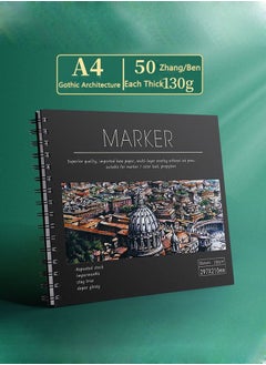 اشتري Art Marker Paper Pad, 11.7"x8.2" Portable A4 Sketchbook, 50 Sheets of Marker Drawing Paper, 130g Art Paper for Drawing, Sketching, Coloring, Lettering في الامارات