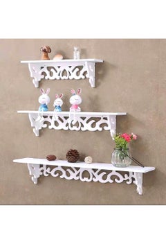 اشتري Floating shelves 3pcs Set Bedroom Bathroom Living Room Storage Holder Display Rack PVC Home Decoration Wall mount Shelf Floating Board في الامارات