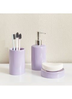 Buy Nexus 3-Piece Ceramic Bathroom Accessory Set 18 x 7 x 7 cm in UAE