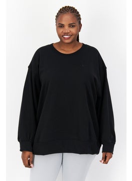 Buy Women Plus Size Long Sleeve Outdoor Sweatshirt, Black in UAE