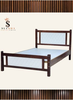 Buy Modern Heavy Duty Solid Wooden Sinlge Size Bed 90x190 Cm With Medical Mattress in UAE