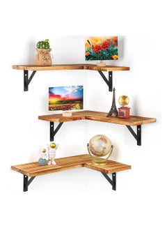 Buy COOLBABY Corner Floating Shelves for Wall Set of 3 Rustic Wood Wall Shelves Storage Display Shelf Decor in UAE