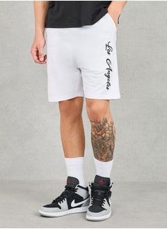 Buy Minimal Print Regular Terry Shorts in Saudi Arabia