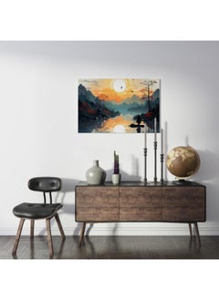 Buy Abstract Mountain Tapestry Sunset Printed Canvas wall art 120x80 in Egypt