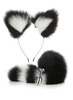 اشتري Handmade Soft Fur Cat Ears Headwear Headband and Fox Tail Anime Fancy Dress Party Cosplay Costume في الامارات