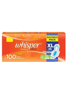 اشتري Whisper Choice Ultra Sanitary Pads,20 Xl Pads,Upto 100% Stain Protection All Day,Thin Pads With Magic Gel That Locks Liquid,Super Fast Absorption,Longer Length For Better Coverage,Disposable Wrapper في الامارات