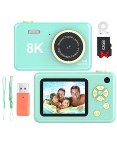 Buy Digital Camera For Kids Girls Boys Teens 48MP Kids Camera With 32GB SD Card Full HD 1080P Cameras Rechargeable Mini Camera Educational Toys Camera Kids Toys 2.4" HD Screen Kids Video Camera Green in UAE