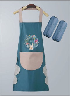 Buy 3-Pack Adjustable Waterproof Kitchen Cooking Aprons with Sleeves 1 Pair Blue Rabbit in Saudi Arabia