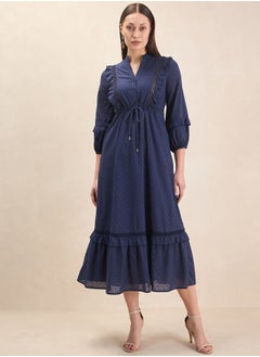 Buy Dobby Drawstring Tiered Maxi Dress in Saudi Arabia