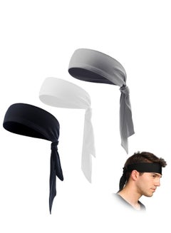 اشتري Sports Headbands for Men and Women anti-Sweat Bands Running and Exercise Headbands Hair Ties Elastic Hair Ties (3-Piece Set, Black, White, Gray) في الامارات