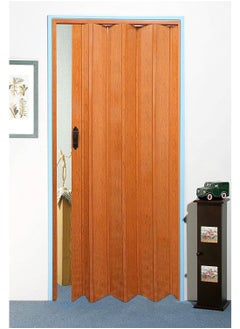 اشتري Robustline Folding Sliding Doors 210cm Height x 100cm Width, Made in Taiwan - Dark Wooden Teak في الامارات