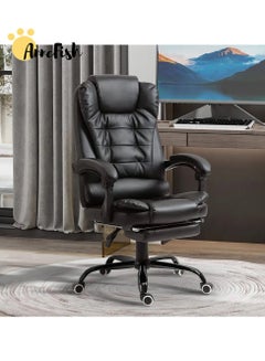 Buy Ergonomic Office Desk Computer Chair PU Leather Swivel Adjustable Height High-Back Reclining Chair with Two Points Massage in Saudi Arabia