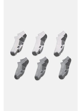 اشتري Men 6 Pairs Of Low Cut Socks, White And Grey في الامارات