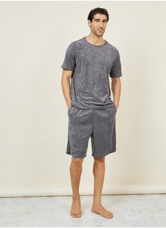 Buy Towel Knit Round Neck T-Shirt & Shorts Set in Saudi Arabia