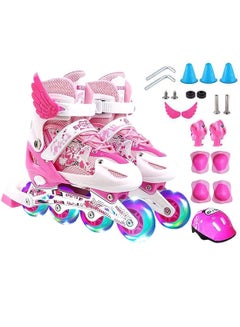 اشتري Kids Adjustable Perfect inline skates Roller Skate Shoe Set with LED Flash في الامارات