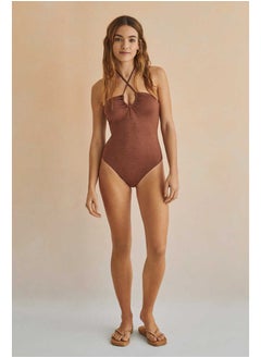 اشتري Shiny tie neck swimsuit في مصر