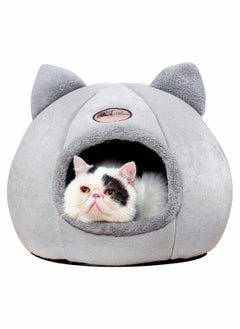 Buy Cat Bed Cave - Cat Beds for Indoor Cats, Self-Warming Comfortable Cat Bed Tent with Non-Slip Bottom 2 in 1 Foldable Semi-Enclosed Cat Cave Nest Sleeping Bed for Cat and Small Dogs in UAE