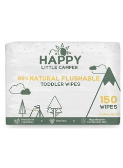 اشتري Natural Flushable Wipes - Hypoallergenic Wet Wipes with Aloe Vera, Chamomile and Pomegranate Extract - Unscented Baby Wipes Safe for Sensitive Skin - 150 Count (3 Packs of 50) في الامارات