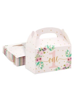 اشتري 24 Pack Pink Floral Gift Boxes For 1St Birthday Party Favors Goodie Gable Box For Kids (6.2 X 3.6 X 3.3 In) في الامارات