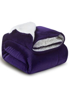 Buy Sherpa Blanket Single Size Twin Plush Bed Blanket Throw Blanket Flannel Fleece Reversible Lamb Blanket Warm and Plush Travel Blanket Azure Purple 160x220 cm in UAE