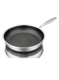 Buy Stainless Steel Frying Pan, Whole Body Tri-ply Frying Pan, Scratch-resistant Non Stick  Double-sided Honeycomb Skillet Pan For All Stove, (32cm) in Saudi Arabia