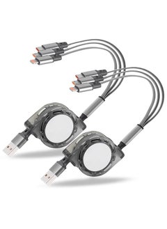 Buy 2Pack Multi USB Charger Cable Retractable 3 in 1 Multiple Charging Cord Adapter with Mini Type C Micro USB Port Connectors Compatible with Cell Phones Tablets Universal Use (3.3ft/Gray) in Saudi Arabia