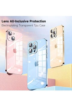Buy Luxury Clear Transparent Electroplated Phone Case with Lens protection compatible with iPhone 14 in UAE