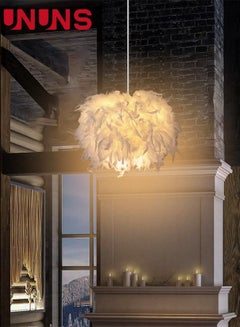 Buy Feather Ceiling Pendant,LED White Feather Ceiling Light Fixture,E27 Hanging Lamp Applicable to Bedroom,Living Room,Dining Room in Saudi Arabia