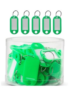 Buy 50pc Key Tags Plastic Key Rings, Bulk Keychains with Writeable Identification Label Green in UAE