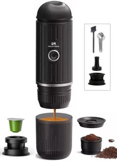 اشتري Portable Espresso Coffee Maker Electric Expresso Maker Self Heating Battery Powered, 19 Bar Pressure, Coffee Machine with Ground Coffee & NS Capsule for Travel, Camping, RV, Hiking, Office (Black) في الامارات