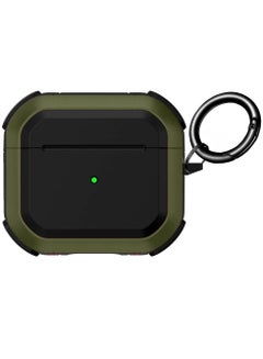Buy Airpods 3 Shockproof Case Armor Rugged Cover with Keychain Compatible with Apple Airpods 3rd Generation Olive Green/Black in UAE