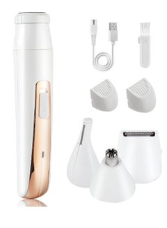 Buy Facial Shaver for Women, 4 In 1 Electric Epilator Hair Shaver, USB Rechargeable Cordless Facial Hair Removal Set, Painless Hair Trimmer for Body Nose Face Eyebrows Underarms (Gold) in UAE