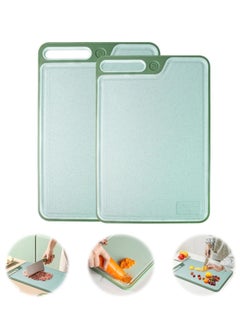 اشتري Plastic Cutting Boards for Kitchen, Large Cutting Board, Plastic Cutting Board Set of 2, Non-Slip Cutting Board with Dandle and Juice Groovenon, Dishwasher Safe Cutting Boards (Green) في السعودية