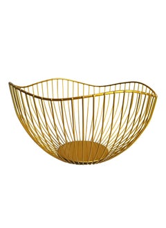 Buy Wire Fruit Basket, Fruit Bowl for Kitchen Counter, Wave Fruit Basket, Serving Bowl Wire Fruit Dish for Fruits and Veggies (Gold) in UAE