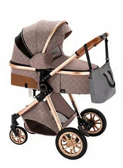 Buy 2 in 1 Baby Stroller , Reversible Newborn Foldable Pram, Infant High Landscape Pushchair, Portable Standard Stroller, Reclining Buggy, Baby Carriage (Khaki) in Saudi Arabia