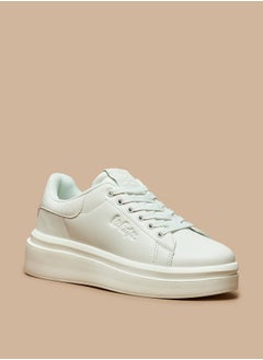 Buy Women's Monotone Low Ankle Sneakers with Lace-Up Closure in UAE