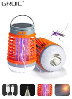 Buy LED Camping Light, Solar & USB Rechargeable Lamp, Mosquito Killer Portable Waterproof Mosquito Repellent Outdoor Indoor LED Lantern Bug Zapper Camp Light Emergency Light for Camping, Fishing in UAE